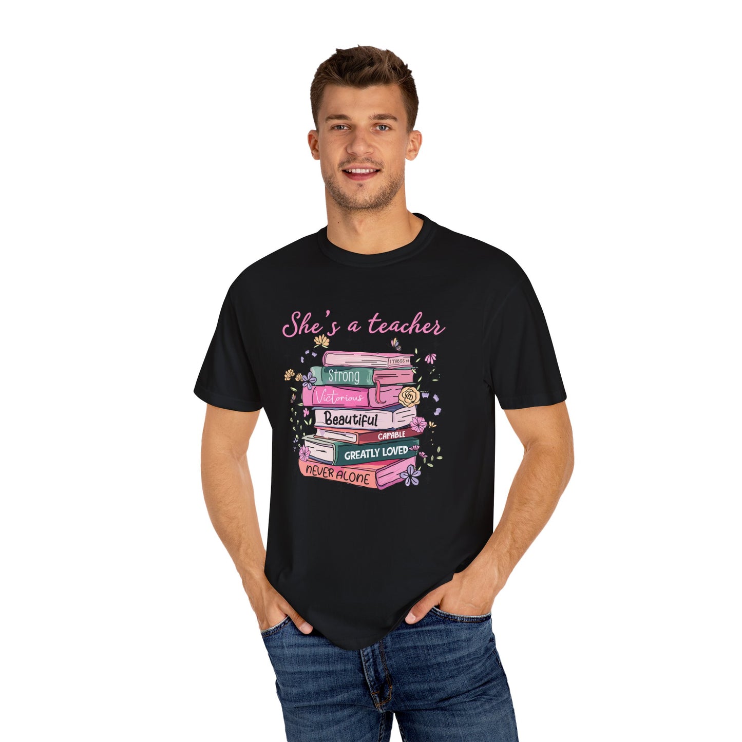 She's a teacher Unisex Garment-Dyed T-Shirt - Casual Vintage Style for Everyday Wear