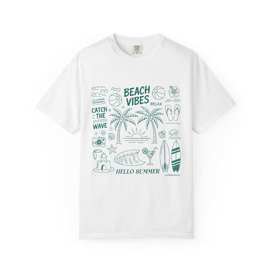 Beach Vibes Unisex Garment-Dyed T-Shirt - Casual Vintage Style for Everyday Wear