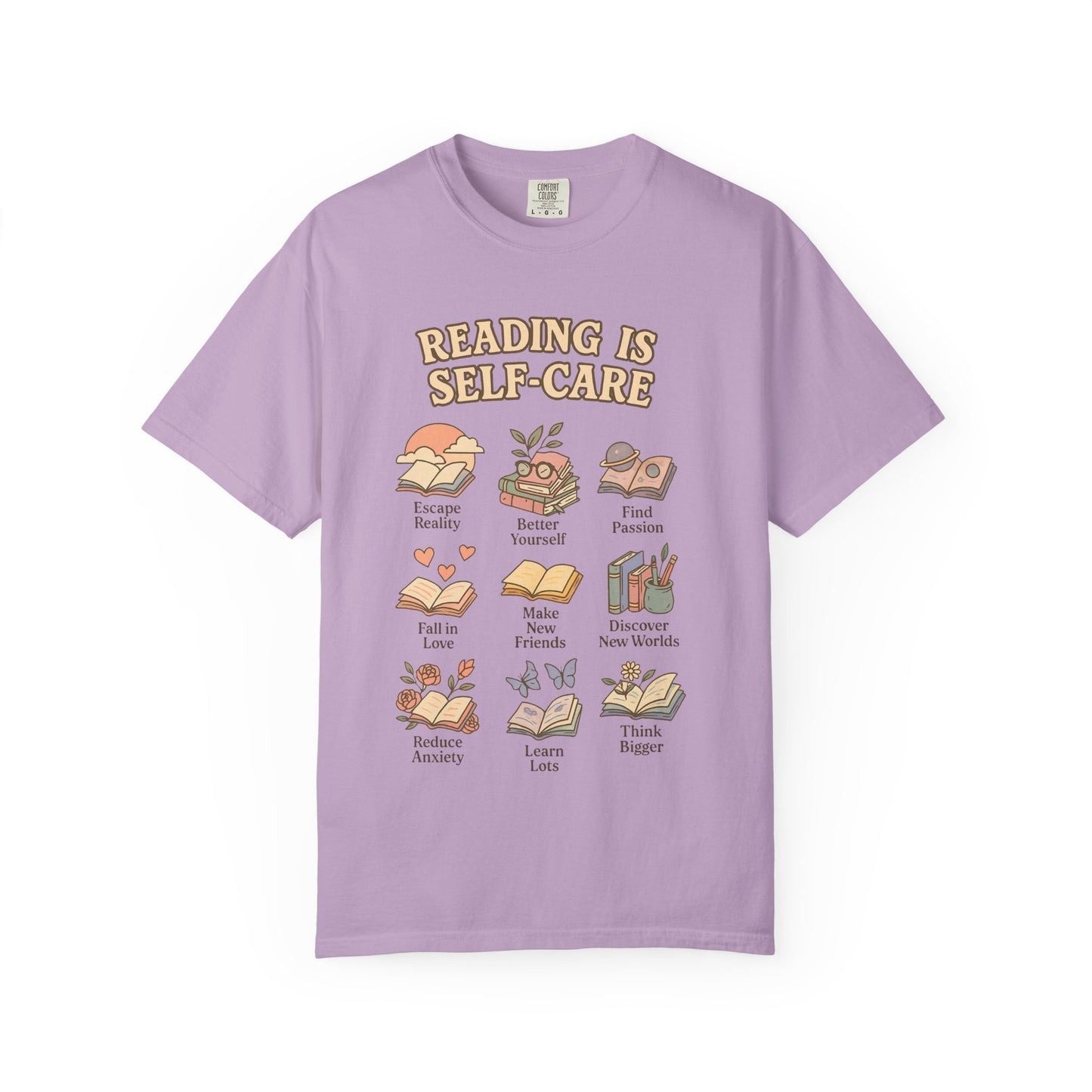 Reading is self care Unisex Garment-Dyed T-Shirt - Casual Vintage Style for Everyday Wear