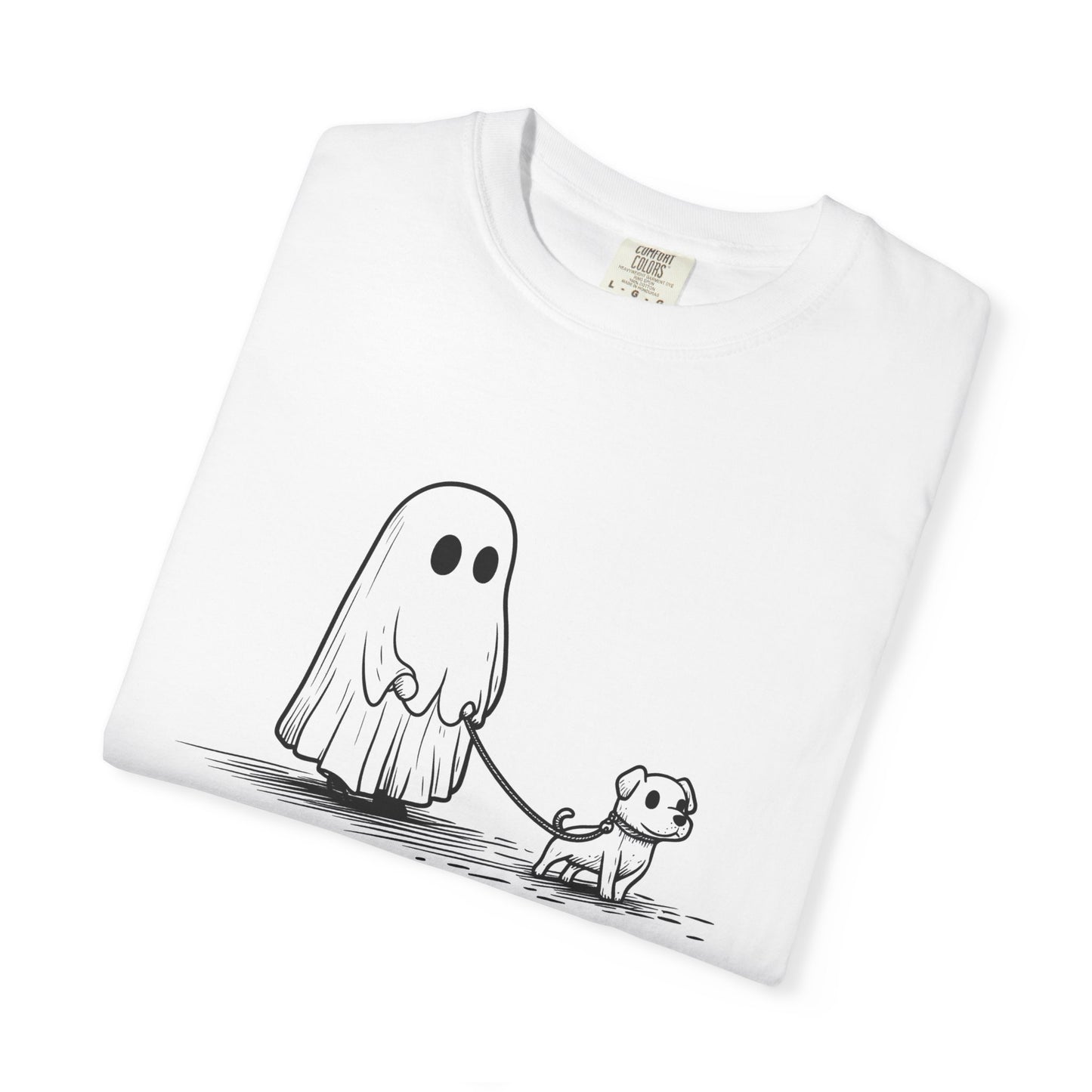 Ghost dog Halloween funny Unisex Garment-Dyed T-Shirt - Casual Vintage Style for Everyday Wear