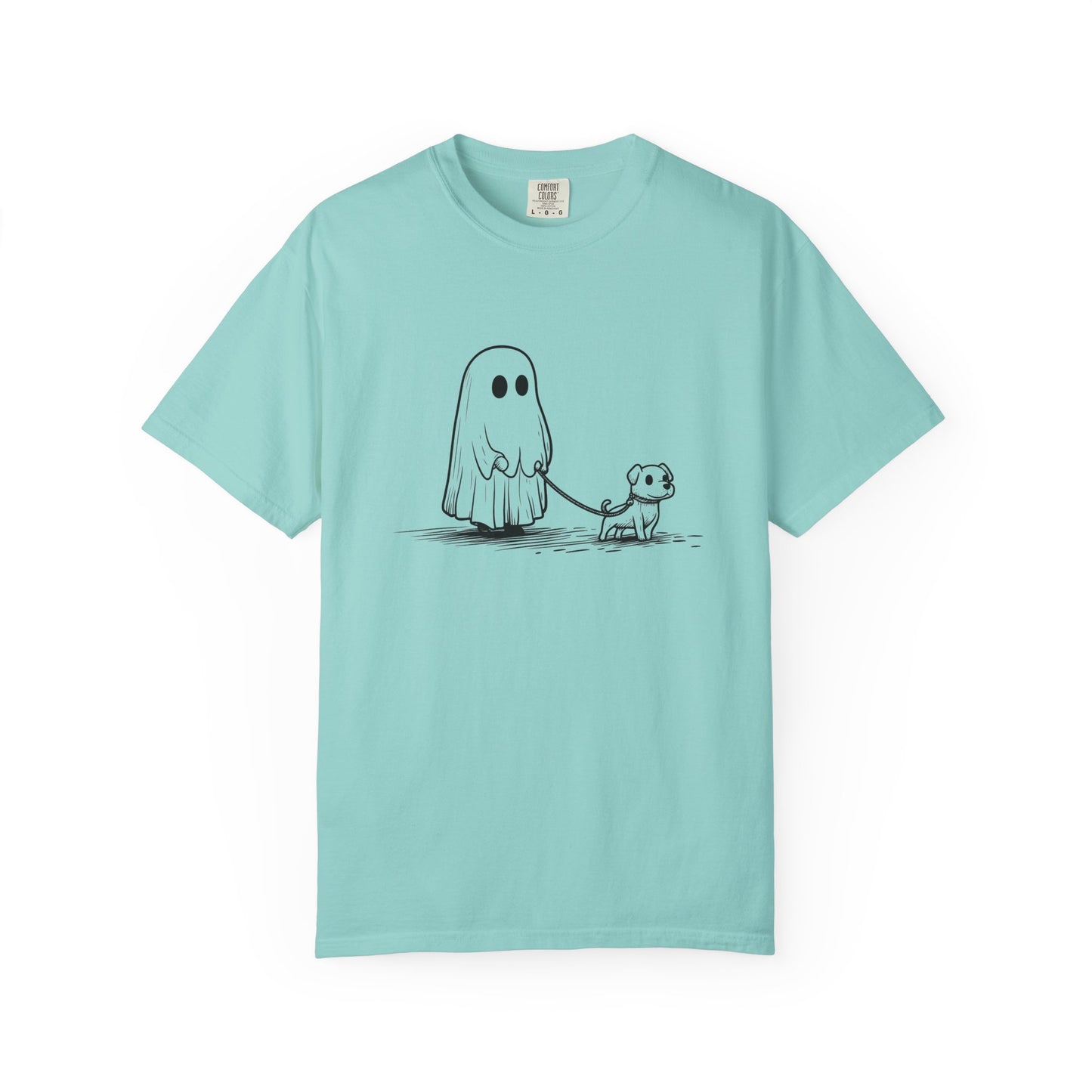 Ghost dog Halloween funny Unisex Garment-Dyed T-Shirt - Casual Vintage Style for Everyday Wear
