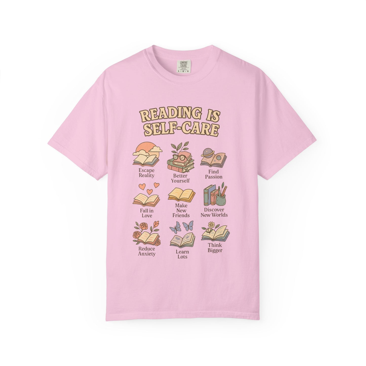 Reading is self care Unisex Garment-Dyed T-Shirt - Casual Vintage Style for Everyday Wear