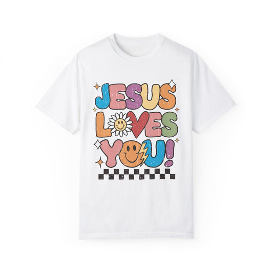 Jesus Loves you! Unisex Garment-Dyed T-Shirt - Casual Vintage Style for Everyday Wear