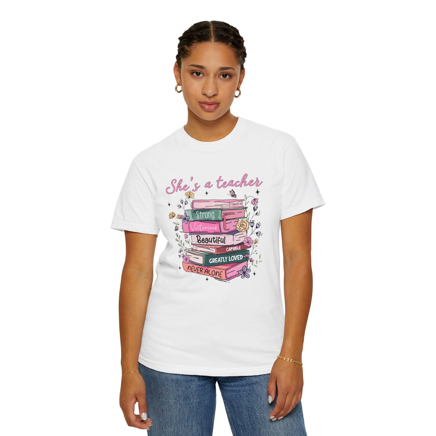 She's a teacher Unisex Garment-Dyed T-Shirt - Casual Vintage Style for Everyday Wear