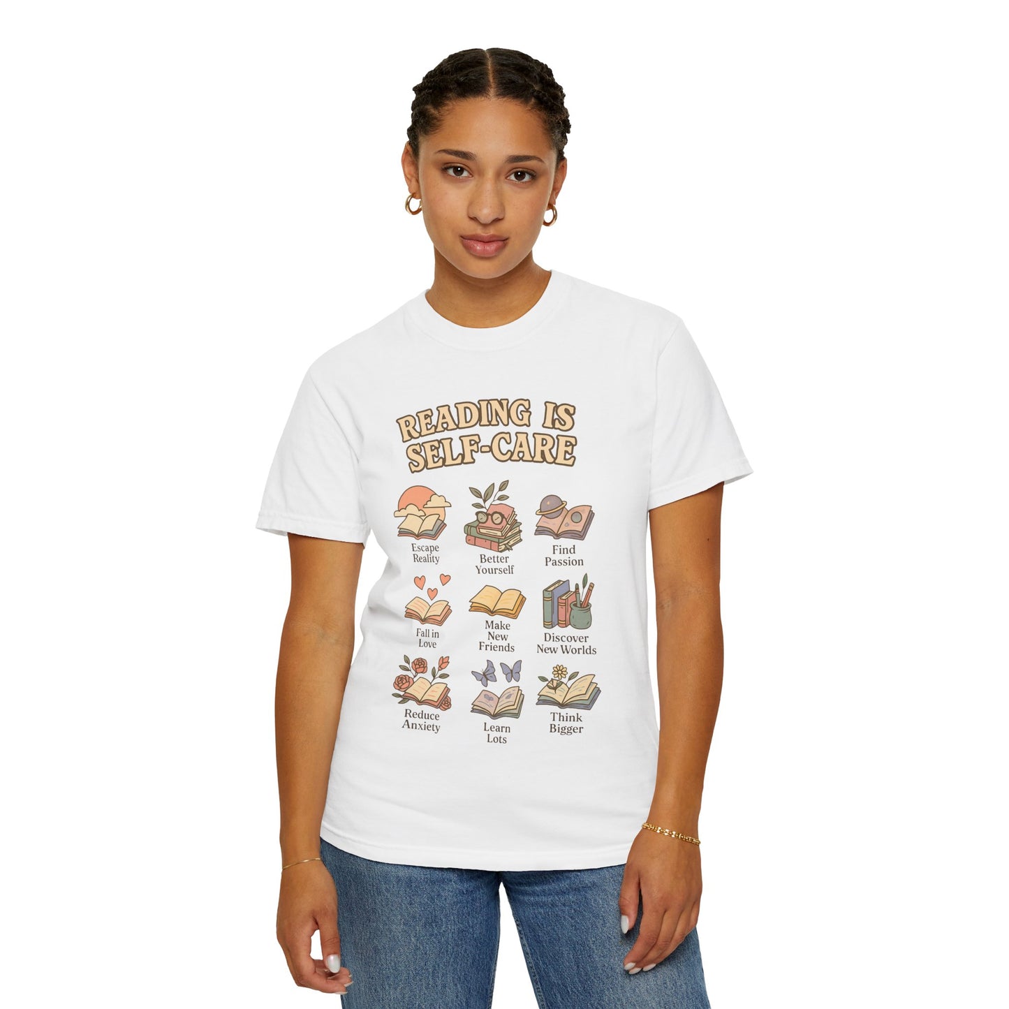 Reading is self care Unisex Garment-Dyed T-Shirt - Casual Vintage Style for Everyday Wear
