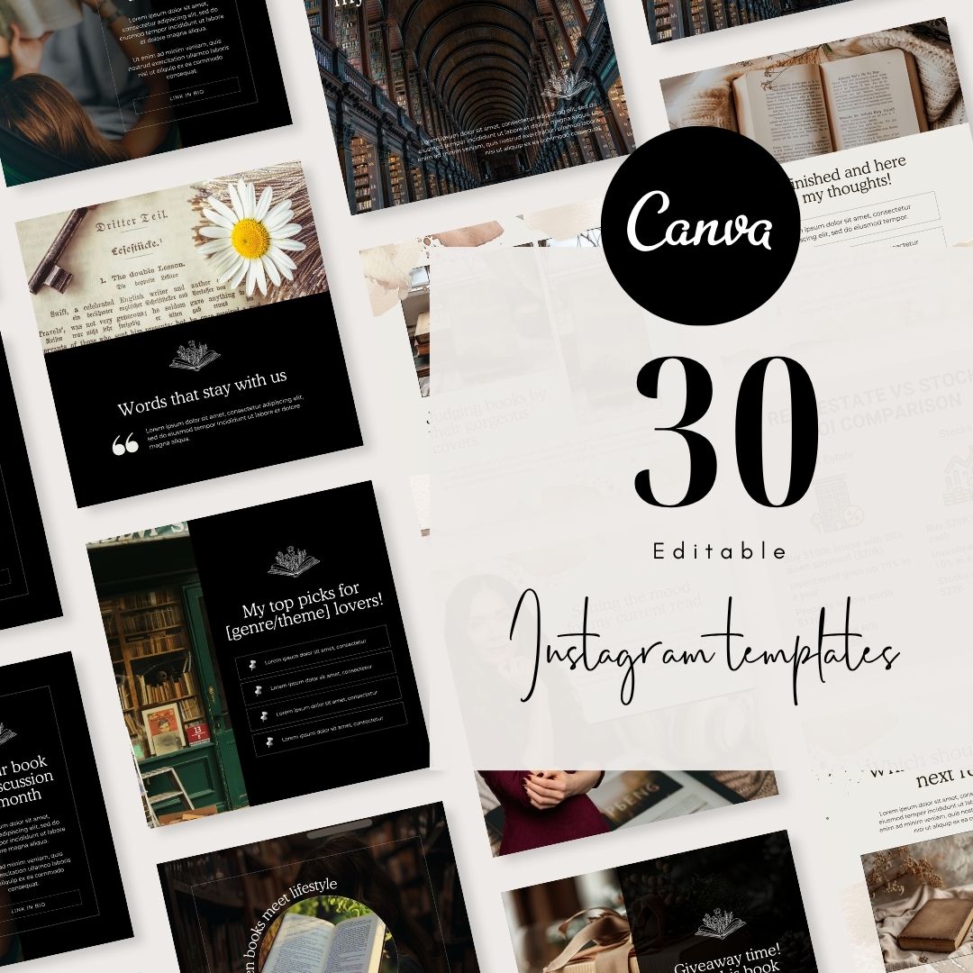 30 Bookstagram Instagram Post Editable Canva Template