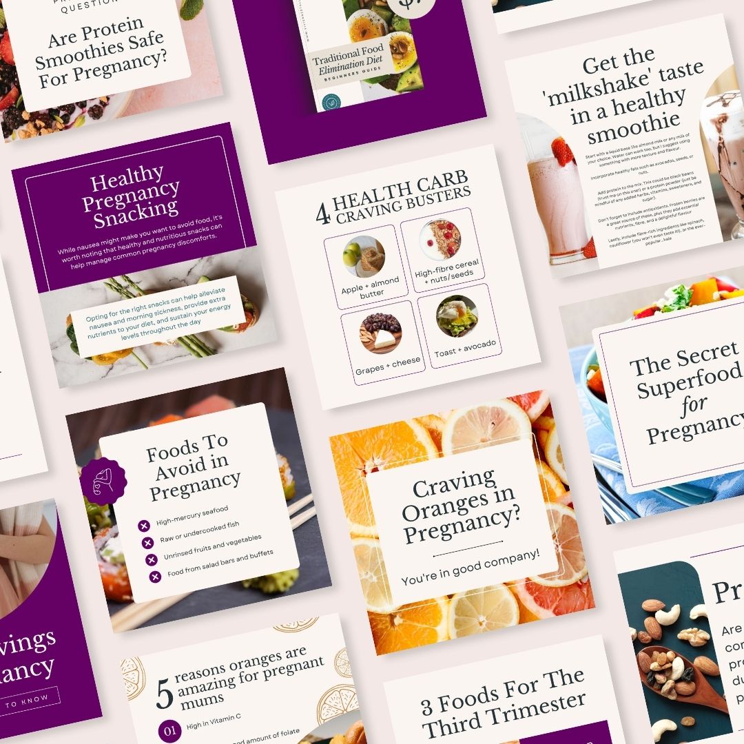 30 Pregnancy Nutrition Instagram posts Editable Canva Template