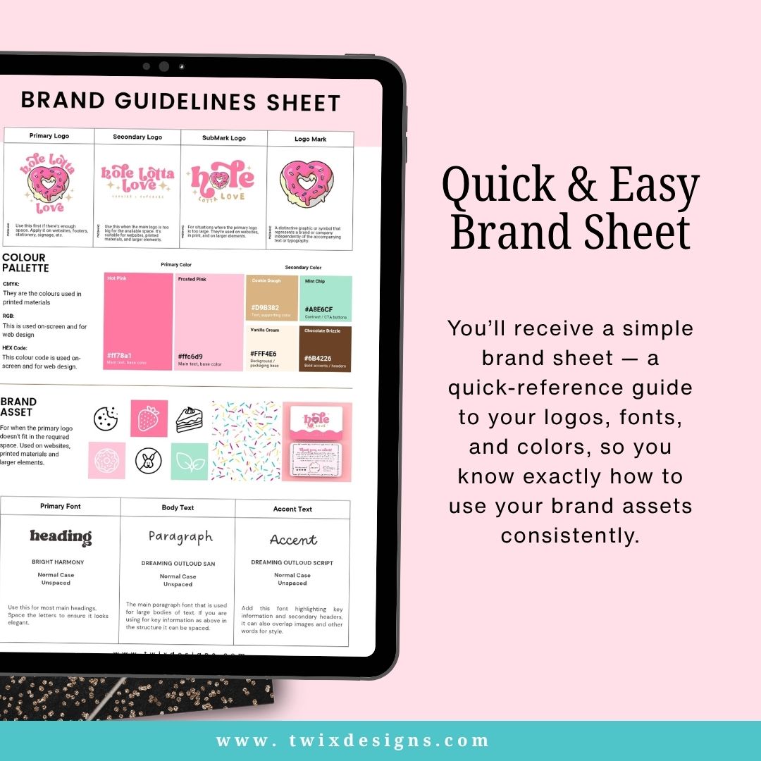 Branding Kit Cute Hole Lotta Love Editable Canva Templates Business Cards Marketing Posts Sweet Pink Theme