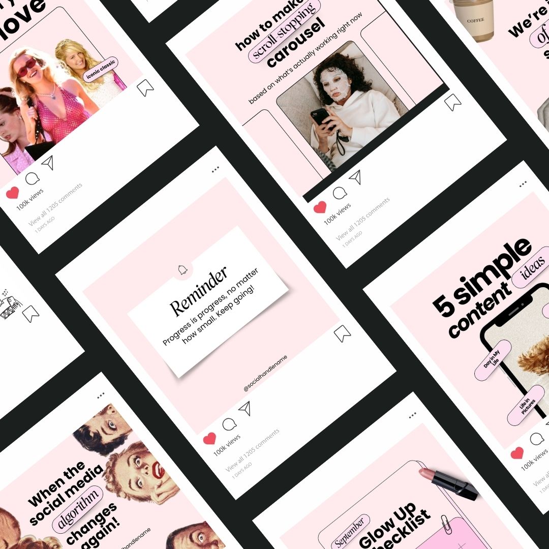 Girly Instagram Pink Aesthetic Trendy Post, Content Creator, IG Feed Social Canva