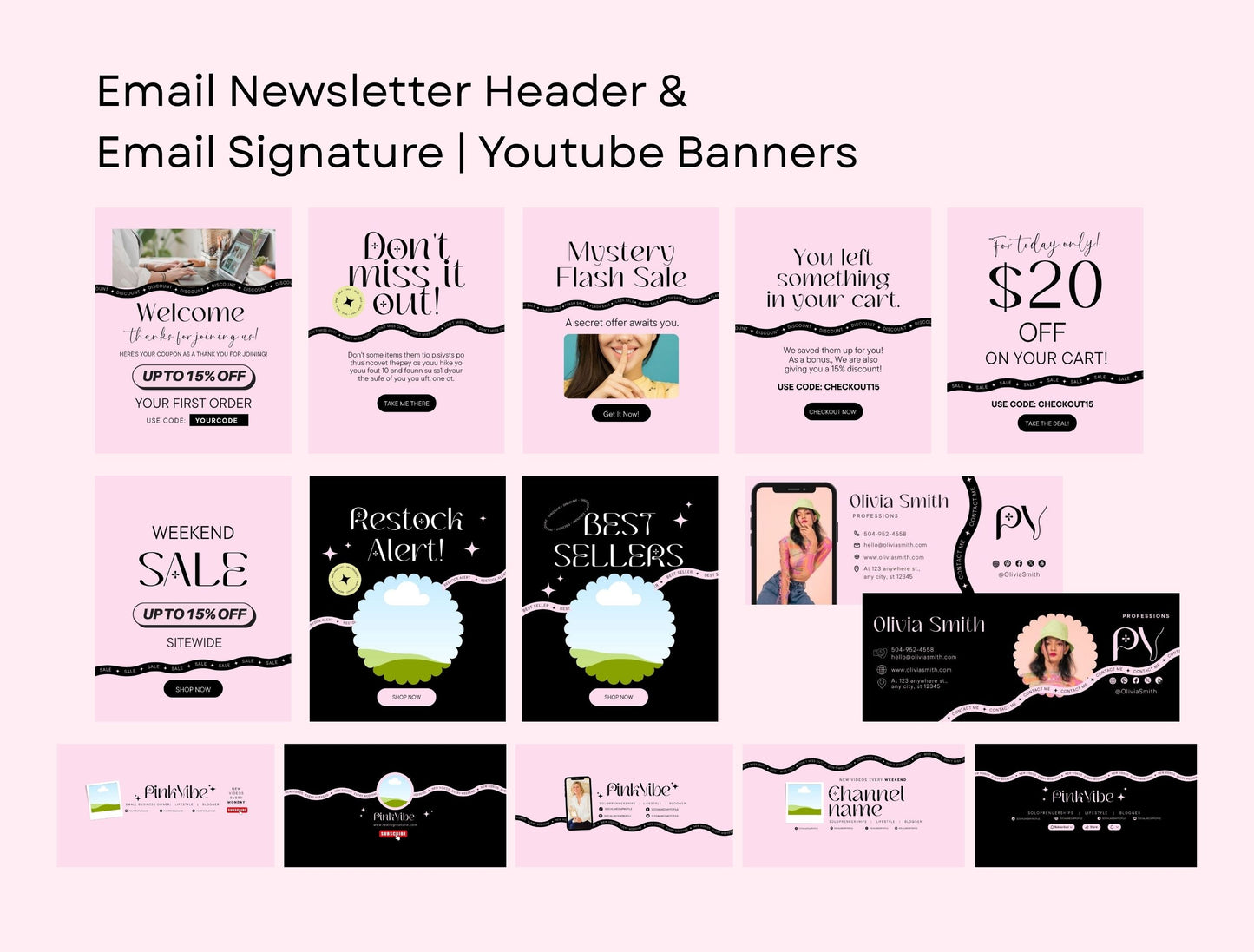 Branding Kit Pinkvibe Canva Templates Product Fashion Coach Etsy Kit BlackPink Theme