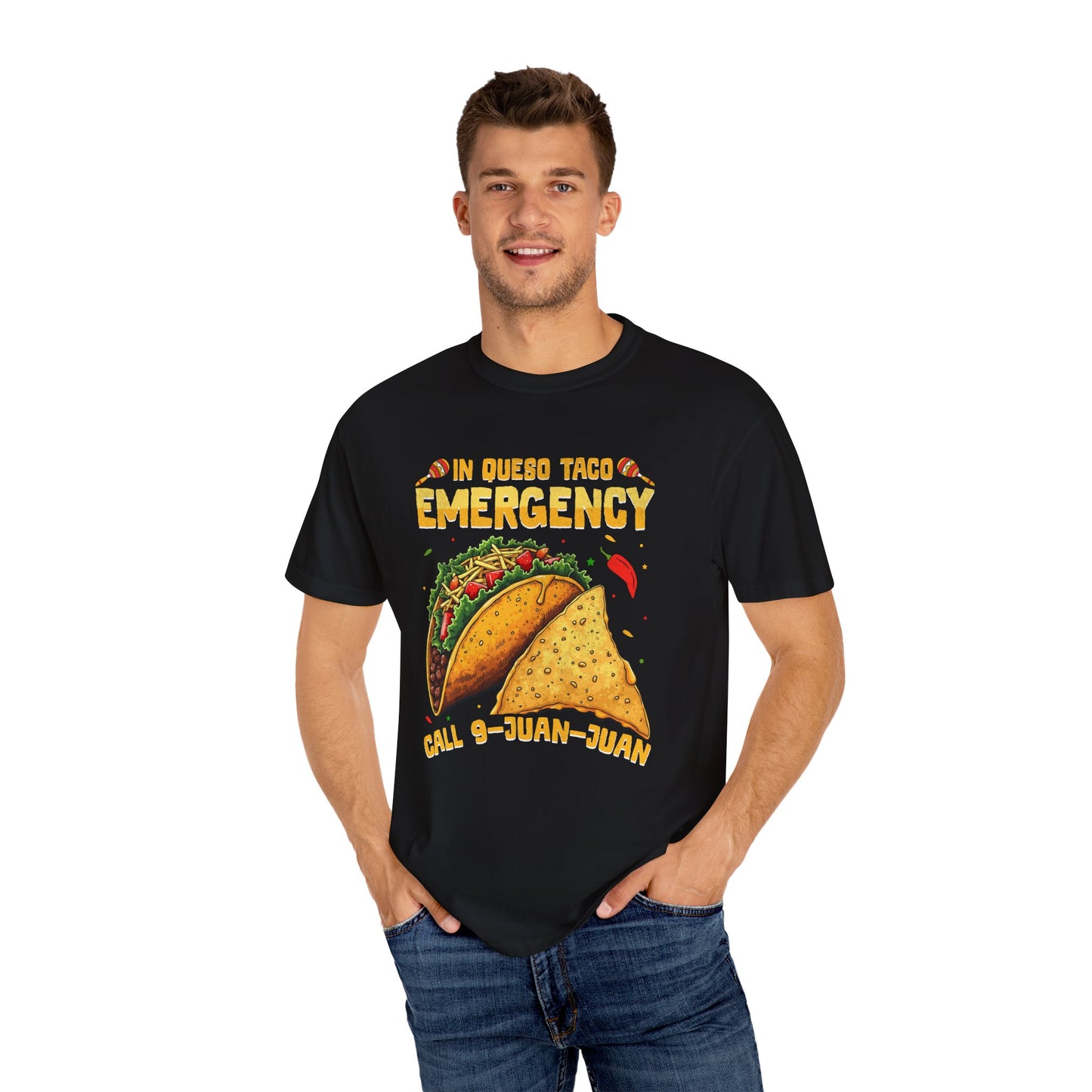In quebo taco emergency call 9 juan juan Unisex Garment-Dyed T-Shirt - Casual Vintage Style for Everyday Wear