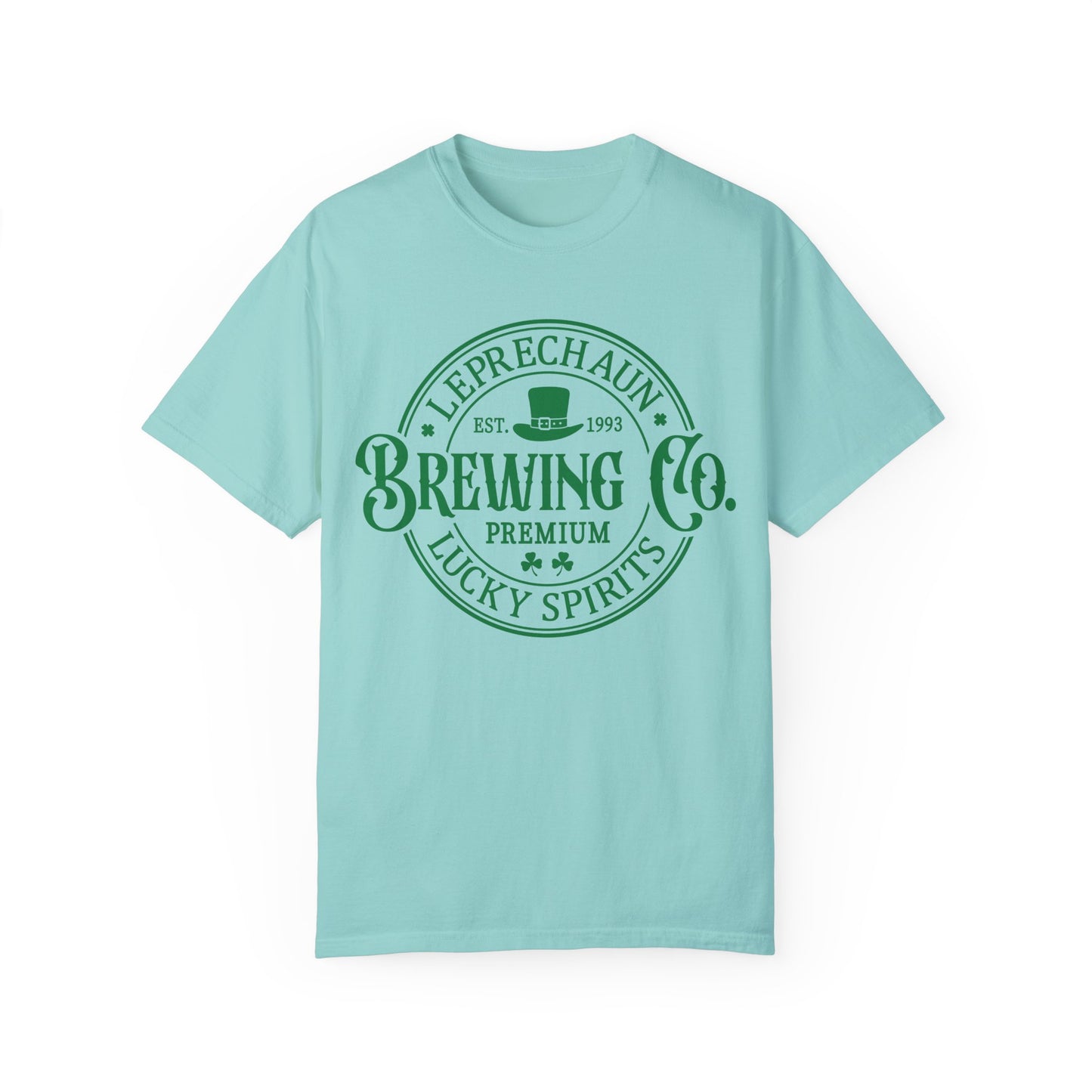 Leprechaun Brewing Co Lucky Spirits Unisex Garment-Dyed T-Shirt - Casual Vintage Style for Everyday Wear