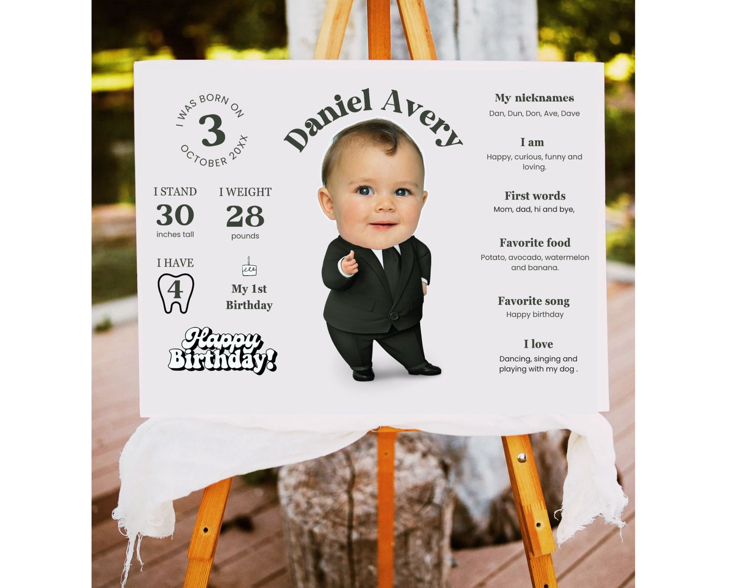 Personalized Baby Milestone Welcome Sign, Perfect for Baby Shower & Birthday, Made-to-order download