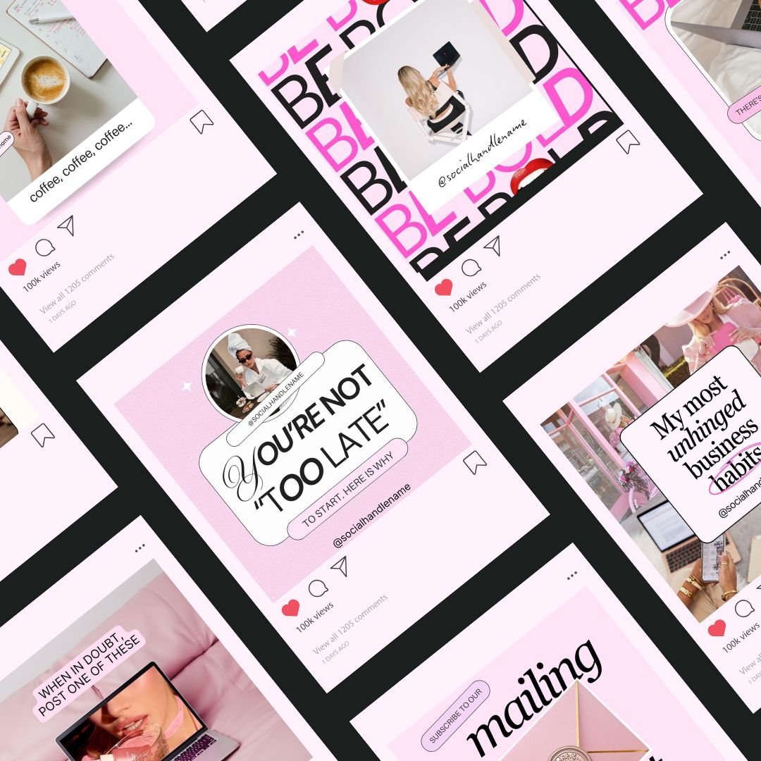 Branding Instagram Pink Aesthetic Trendy Post, Content Coach Business, IG Feed Social Canva 3