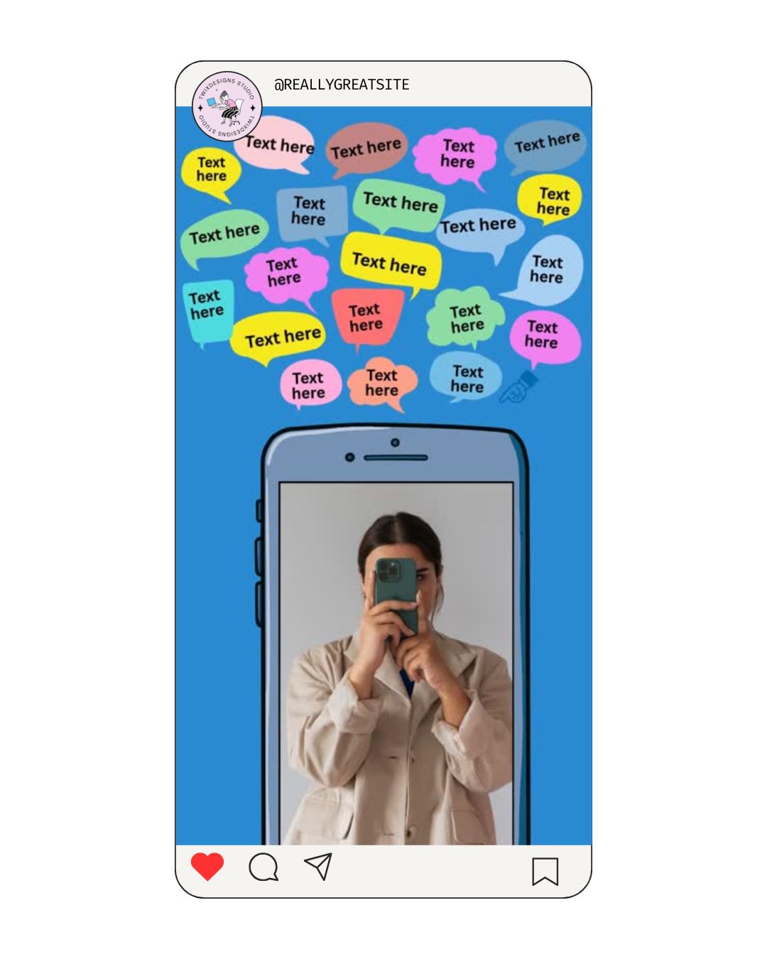 Phone Chats Social Media Instagram Reels Post Editable Canva Template