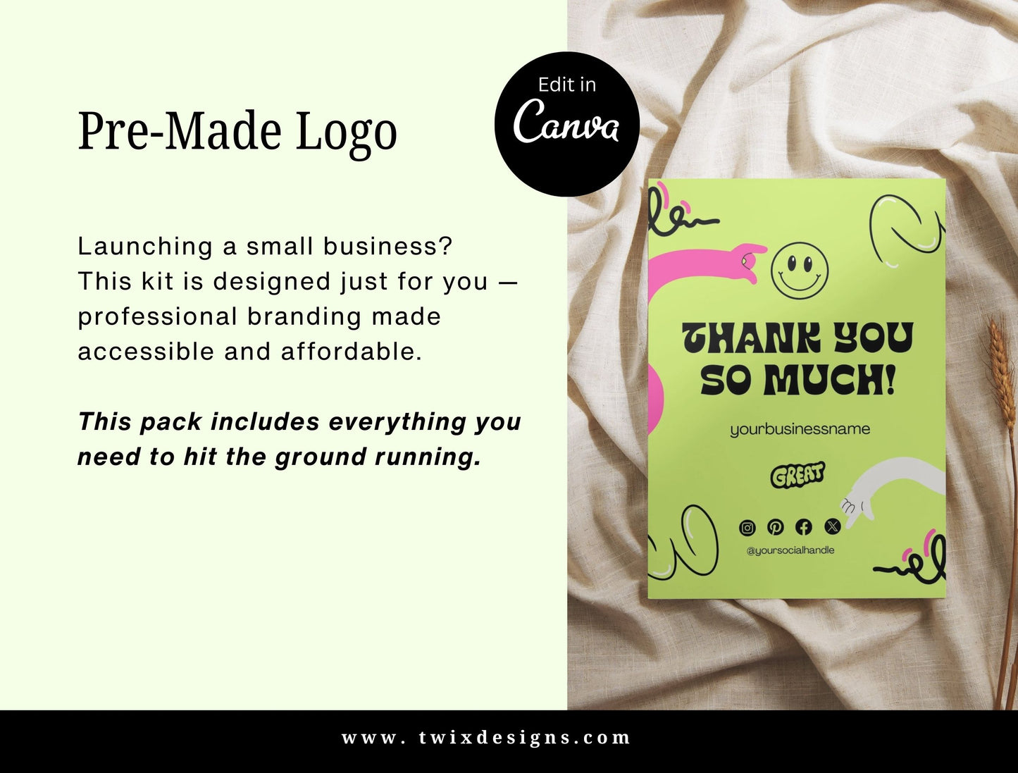 Branding Kit NeoNoble Canva Templates Product Fashion Coach Etsy Kit Black Green Theme