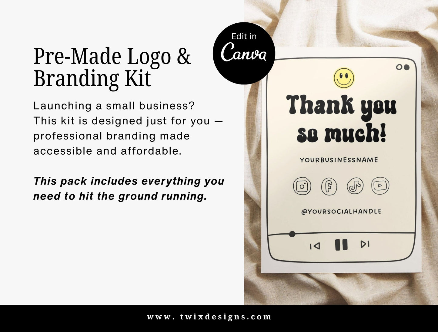 Branding Kit Retroframe Canva Templates Product Fashion Coach Etsy Kit Retro Drawn Beige Theme