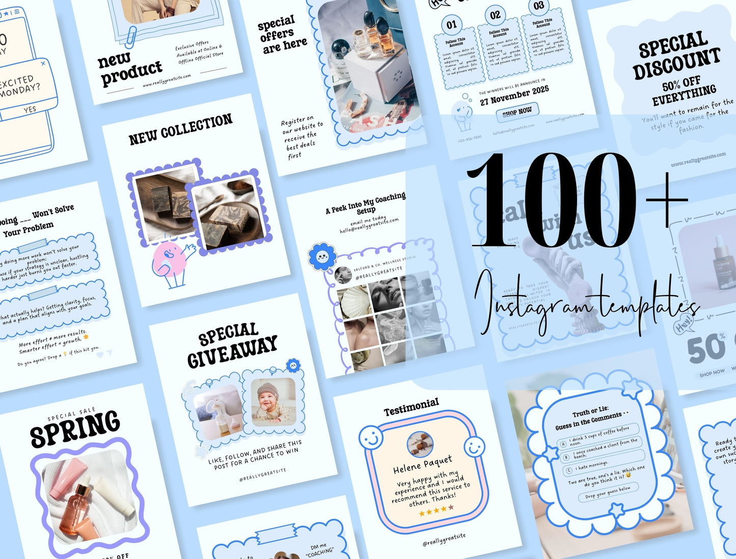 Branding Kit Luckygrin Canva Templates Product Fashion Coach Etsy Kit Light Blue Theme