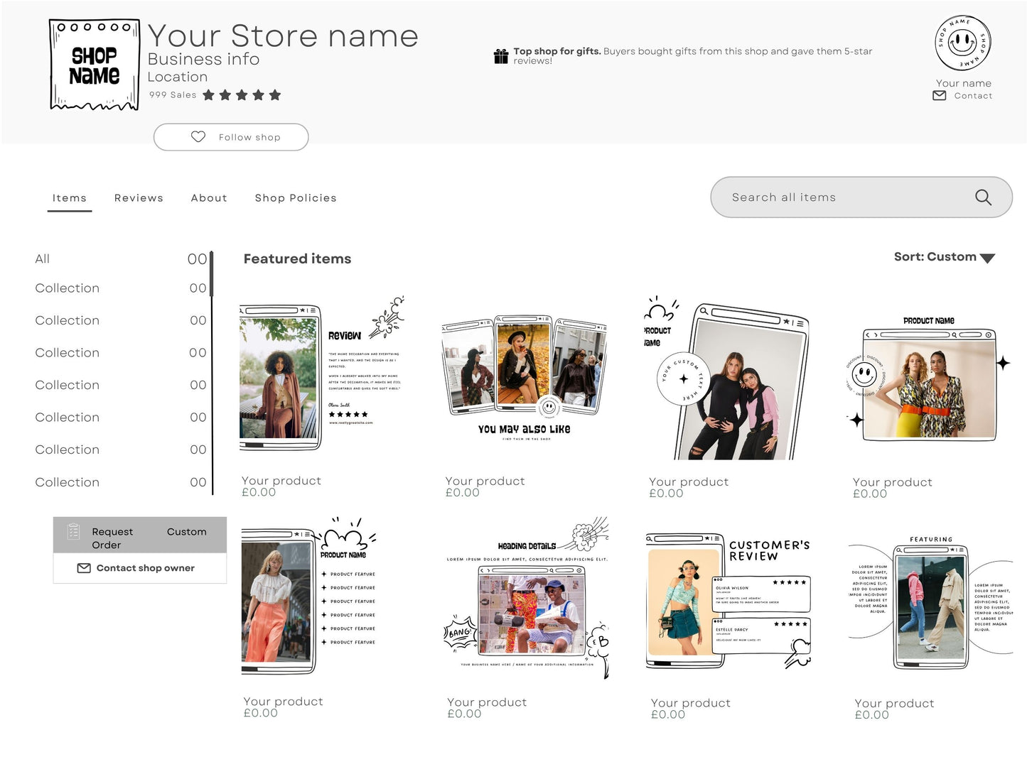 Etsy Shop Kit Comiko, Editable Canva Templates, Product Listing Photos Mockup, Etsy Seller Store Branding