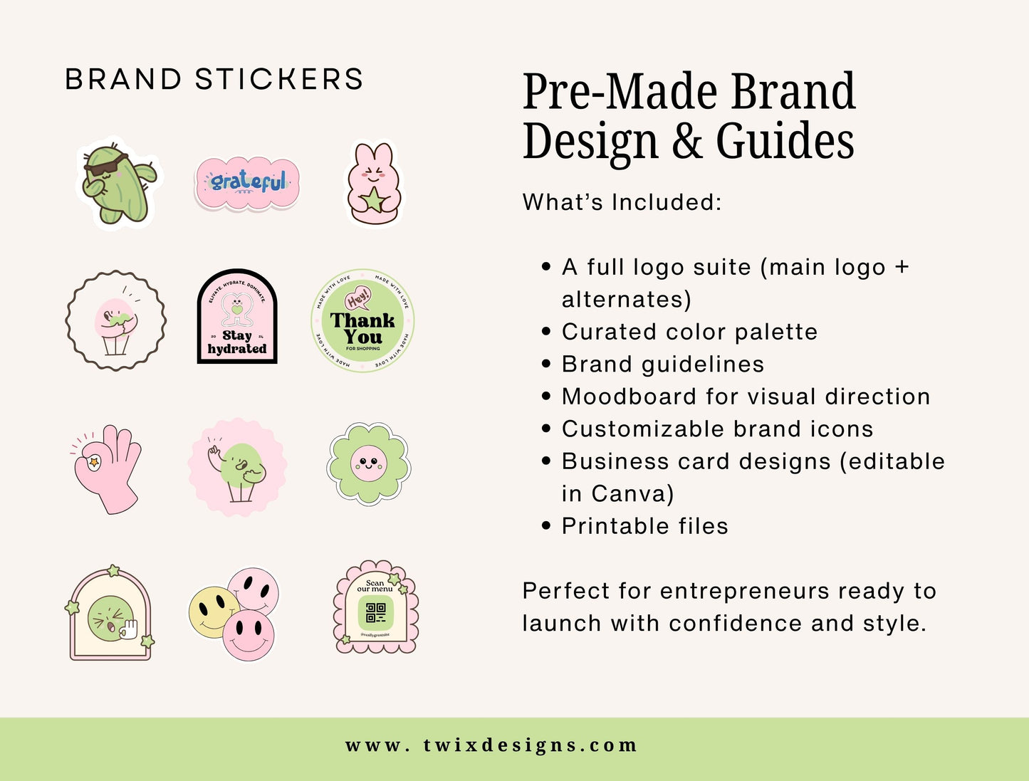 Branding Kit Cute Mochie Canva Templates Product Fashion Coach Etsy Kit Shop