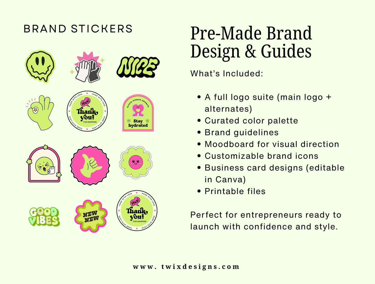 Branding Kit NeoNoble Canva Templates Product Fashion Coach Etsy Kit Black Green Theme