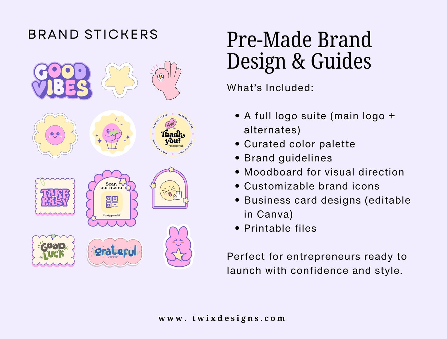 Branding Kit Cute Gumdrop Canva Templates Product Fashion Coach Etsy Kit Purple Theme