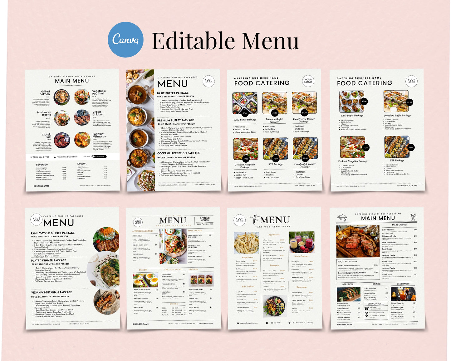 Catering Service Menu Templates, Client Intake Form, Invoice Template β Edit in Canva