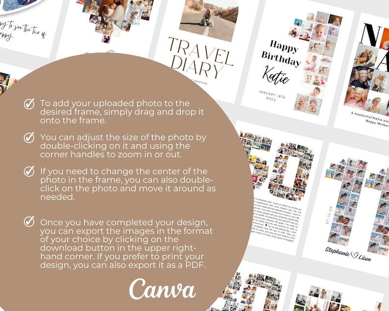 EDITABLE 88 Years Photo Collage, 84 Photos, Canva, DIGITAL