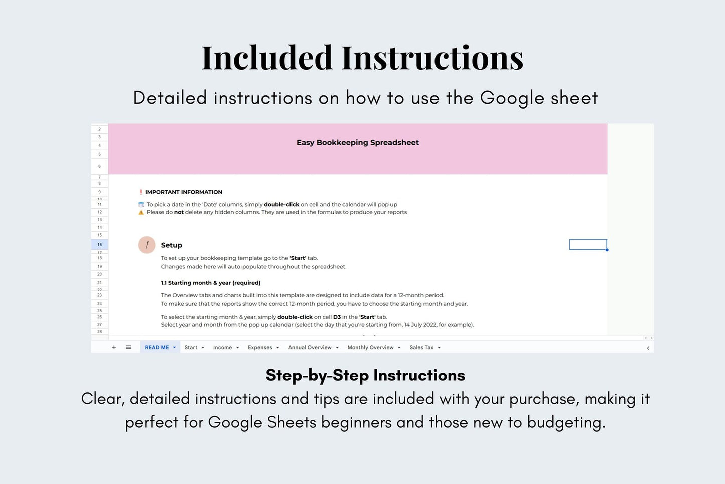 Rental Property Income & Expense Tracker - Google Sheets - 5 tabs