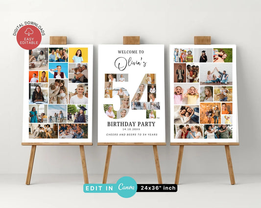 EDITABLE 54 Photo Collage, Welcome Sign, Canva, DIGITAL