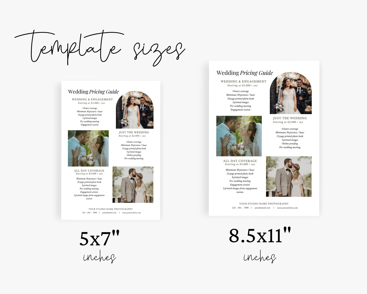 Photography Pricing Guide, Wedding Photography Price List, Edit in Canva - PDP03