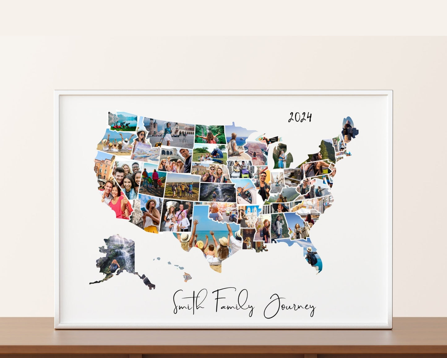EDITABLE Massachusetts Map Photo Collage, 14+ Photos, Map Wall Art, CANVA, Digital