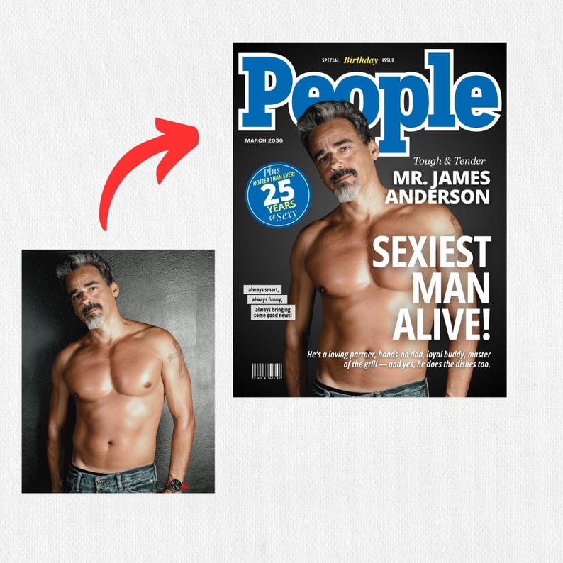 Personalized Magazine Cover, Sexiest Man Alive, Poster Gift, Men and Women Gifts, Gift for him, Gift for her, DIGITAL