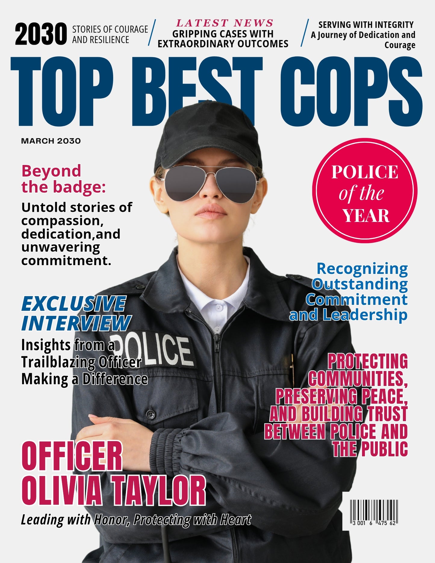 Best Cop Magazine Cover Poster, Birthday or Retirement Gift, Men and Women Gifts for Dad, Police officer Poster, Editable in Canva