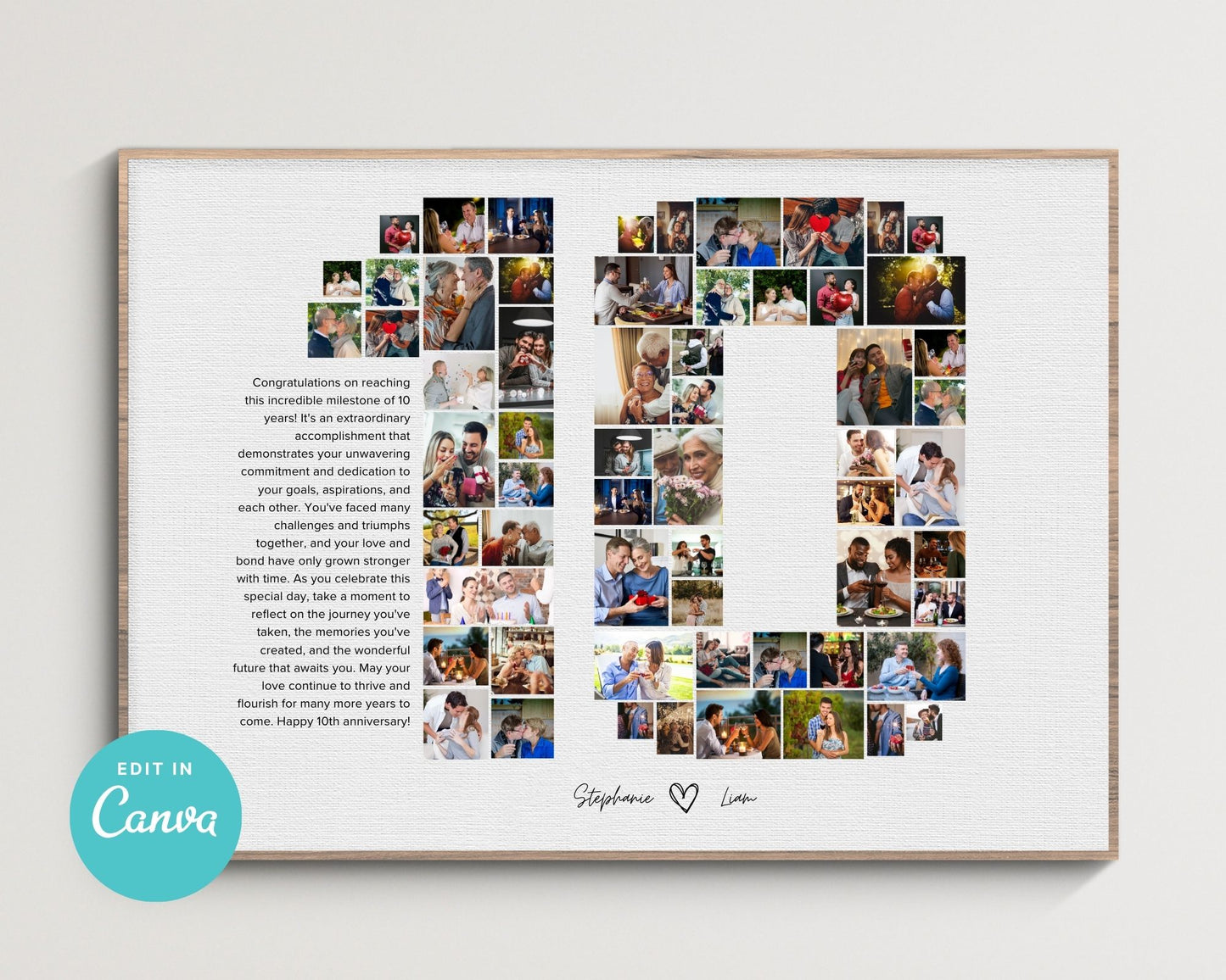 EDITABLE 10 Years Photo Collage, 61 Photos, Canva, DIGITAL