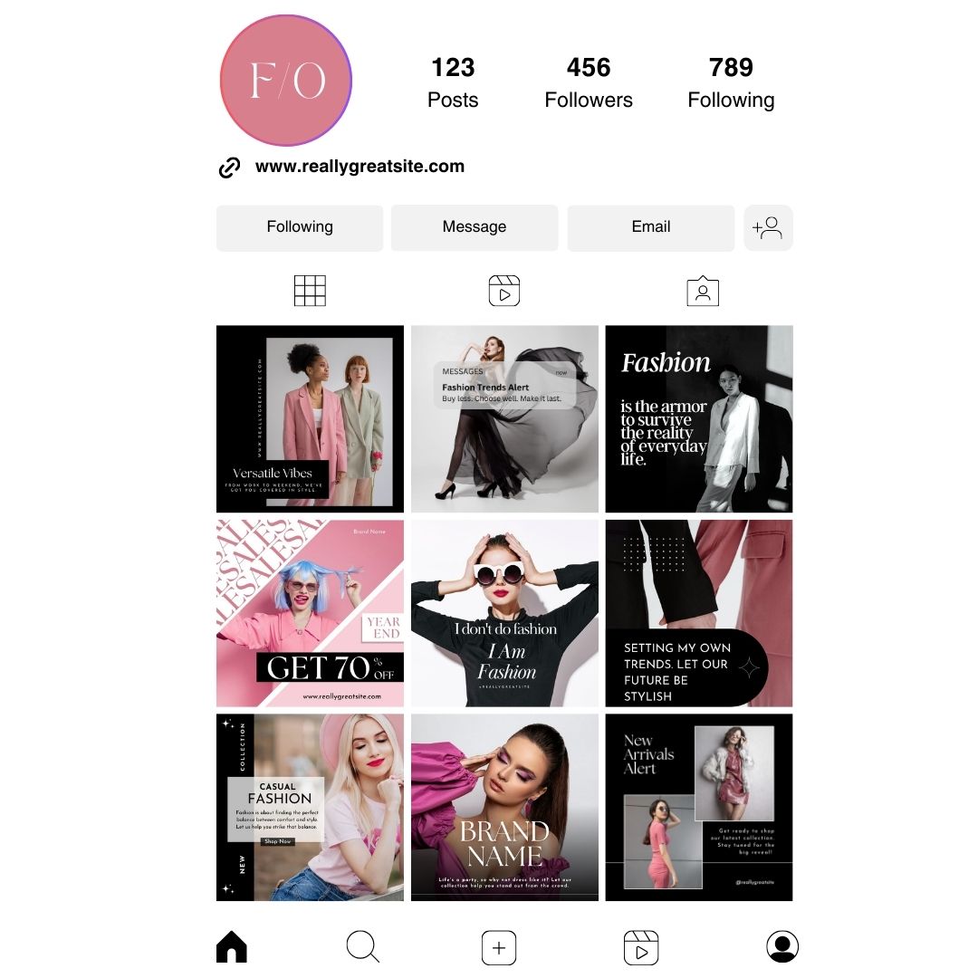 600 Black White Fashion Social Media Instagram, Clothing business brand, Editable Canva Templates