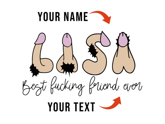 Custom Penis Text, Penis Illustration Name, Funny Gift