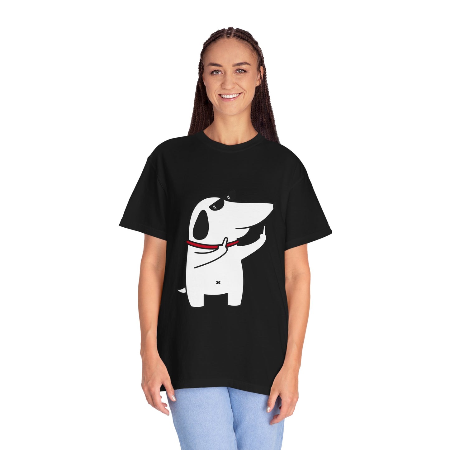 Dog Middle Finger Unisex Garment-Dyed T-Shirt - Casual Vintage Style for Everyday Wear