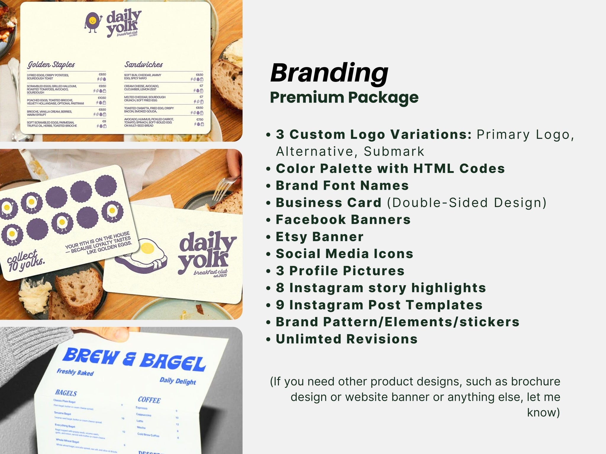 Custom Food Cafe Bakery Branding & Logo Design: Unique Business Identity
