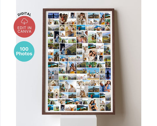 EDITABLE 100 Photo Collage, Welcome Sign, Poster Sign, Canva, DIGITAL