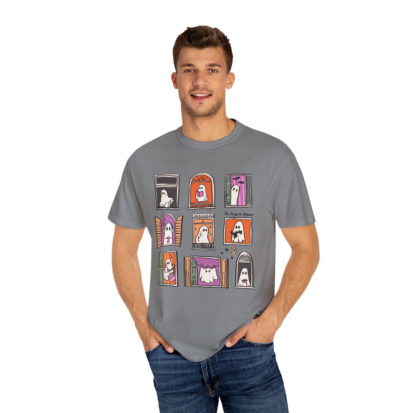 Cute Boos Halloween Unisex Garment-Dyed T-Shirt - Casual Vintage Style for Everyday Wear