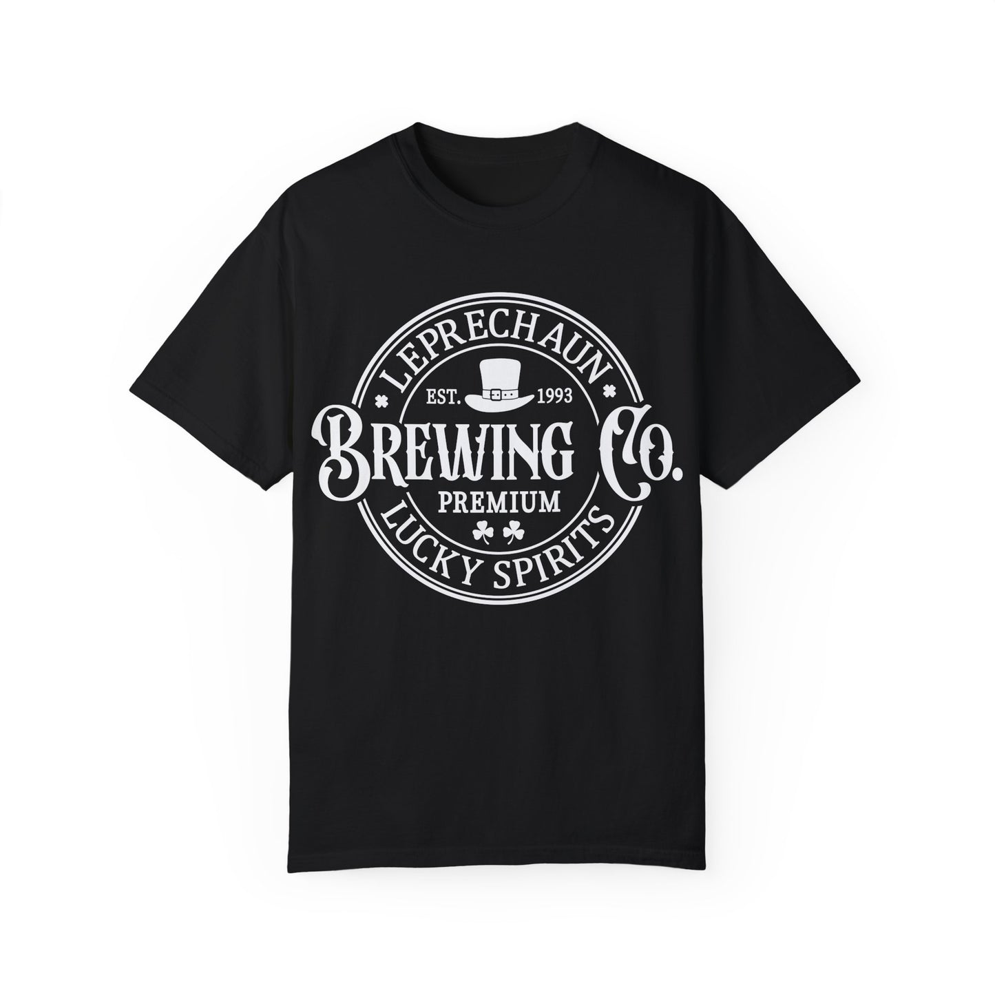 Leprechaun Brewing Co Lucky Spirits Unisex Garment-Dyed T-Shirt - Casual Vintage Style for Everyday Wear
