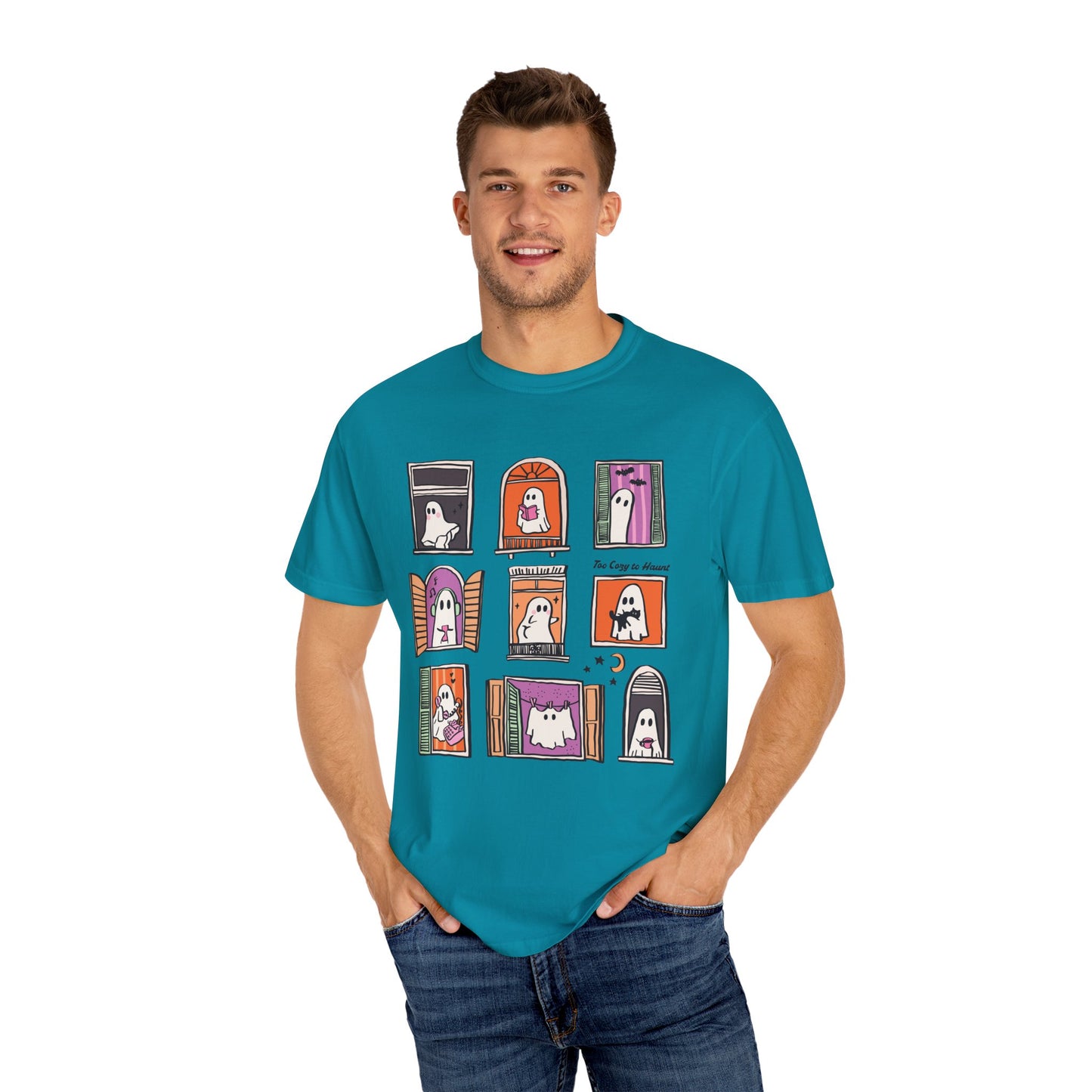 Cute Boos Halloween Unisex Garment-Dyed T-Shirt - Casual Vintage Style for Everyday Wear
