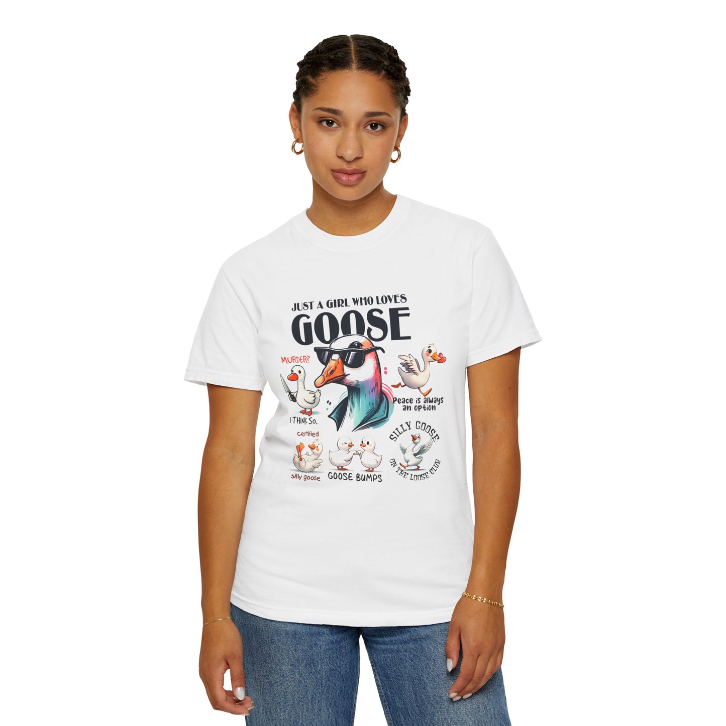 Just a girl who love goose Unisex Garment-Dyed T-Shirt - Casual Vintage Style for Everyday Wear