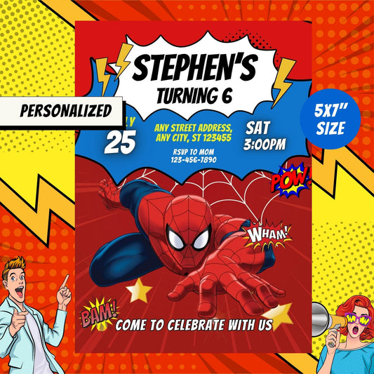 Spiderman Custom Birthday Invitation