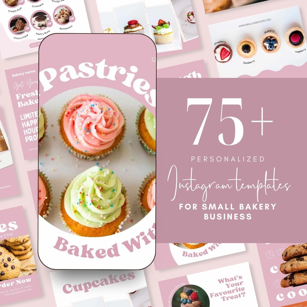 75+ Bakery Instagram Post Template, Editable Canva Template, Bakery Small Business, Social Media Post, 1080*1080 px