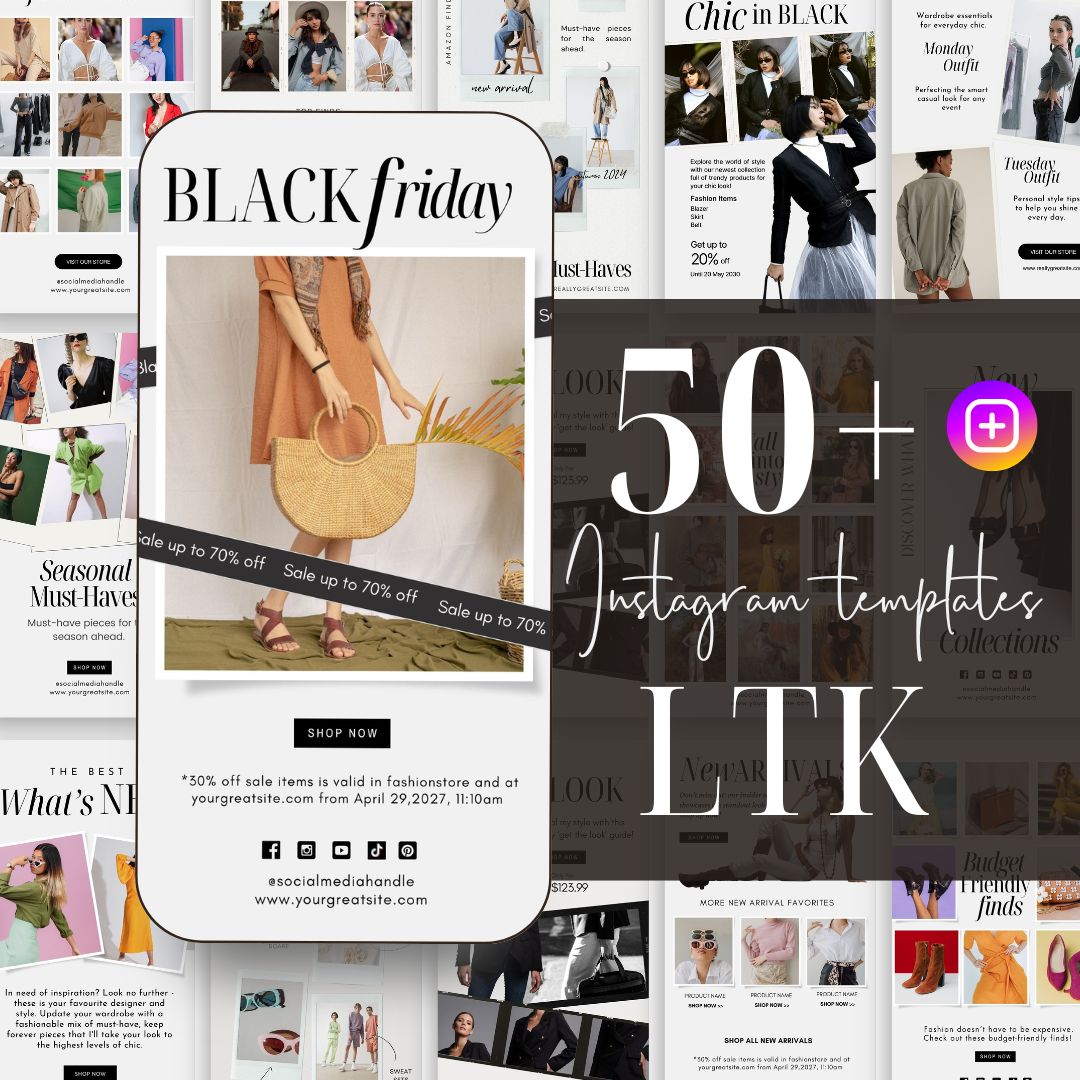 50 LTK Fashion Instagram Story Template, Social Media Template, Instagram Fashion Post, LTK Fashion Social Media, Editable Canva