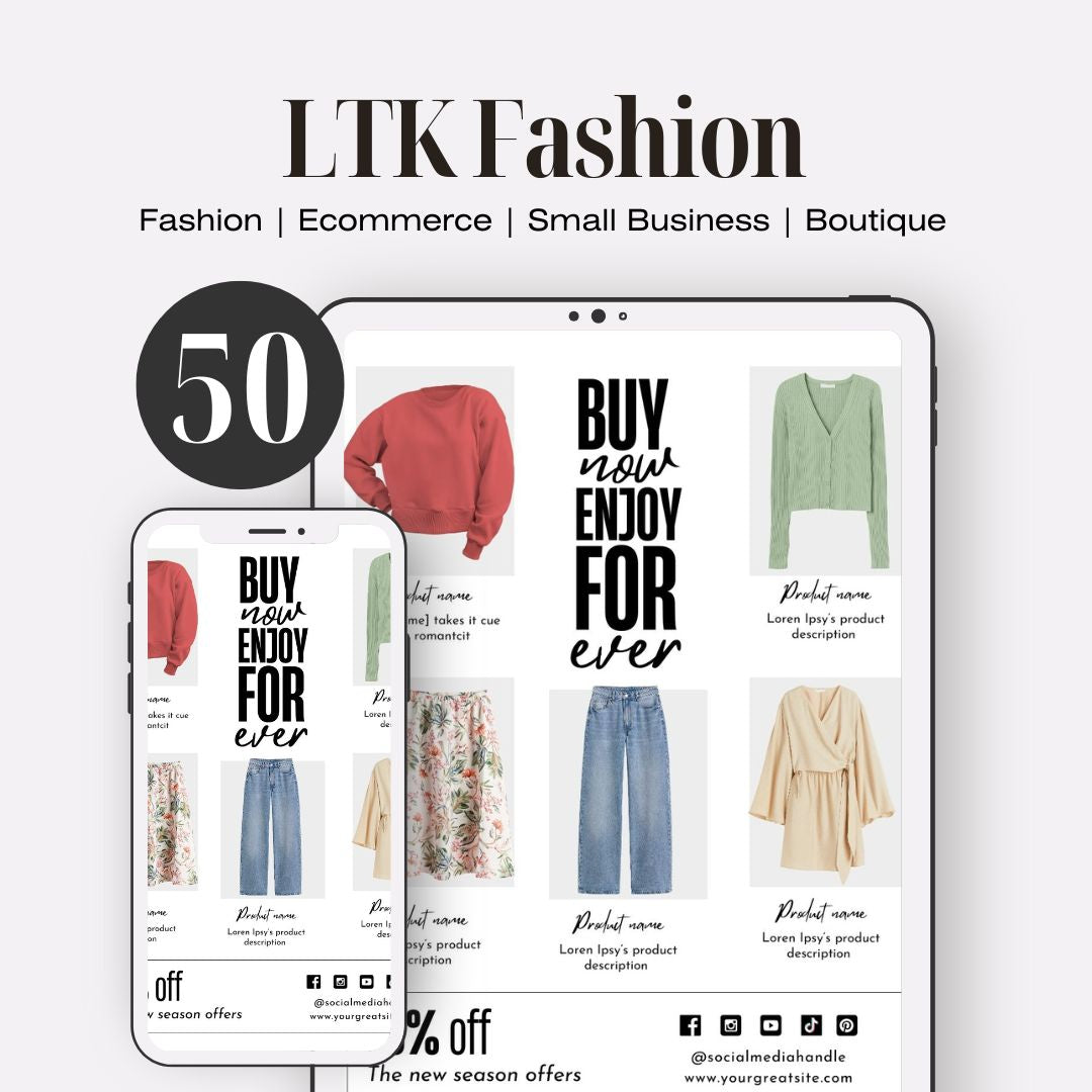 50 Editable LTK Fashion Template 2, Like To Know It Social Media Template, Canva Template