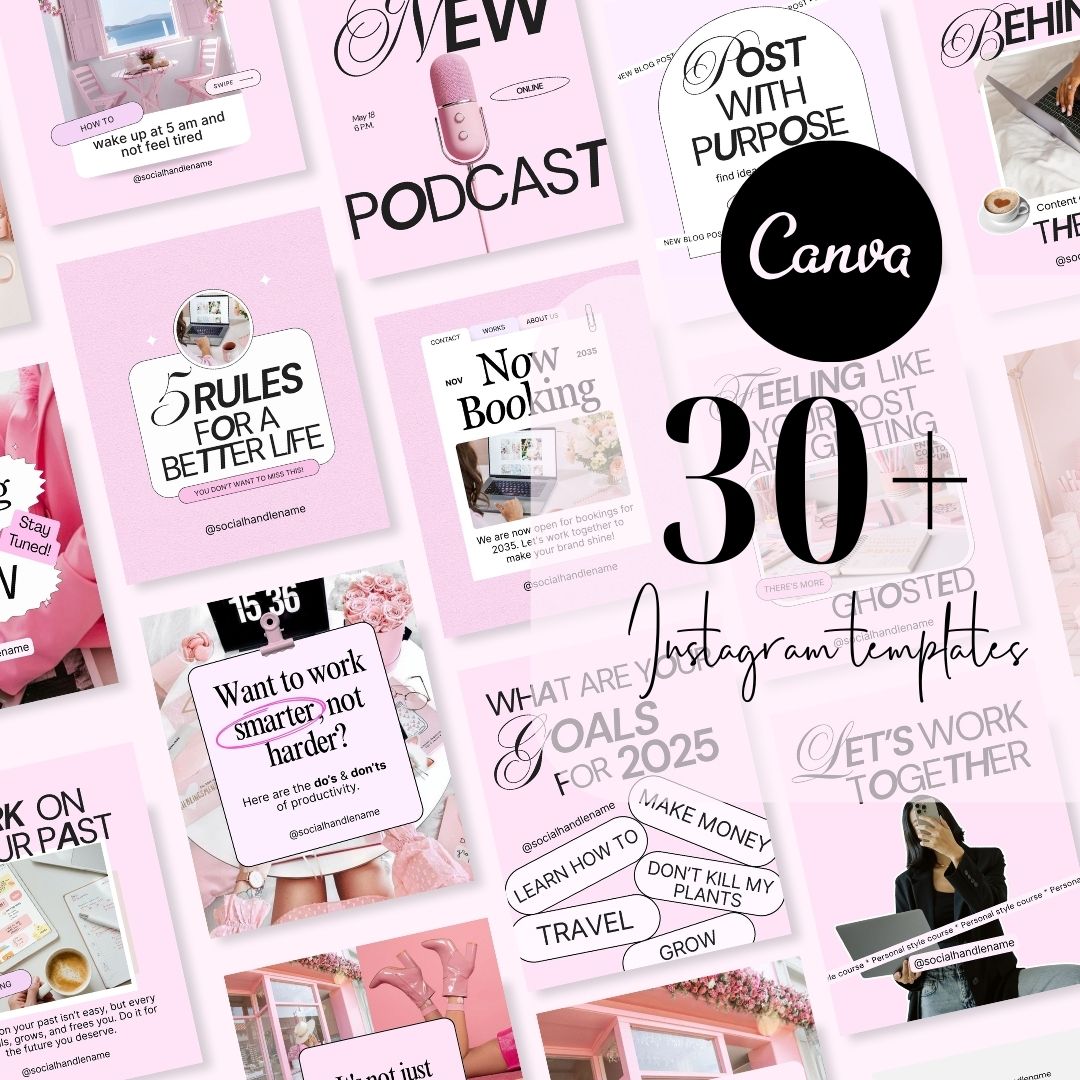 Branding Instagram Pink Aesthetic Trendy Post, Content Coach Business, IG Feed Social Canva 2