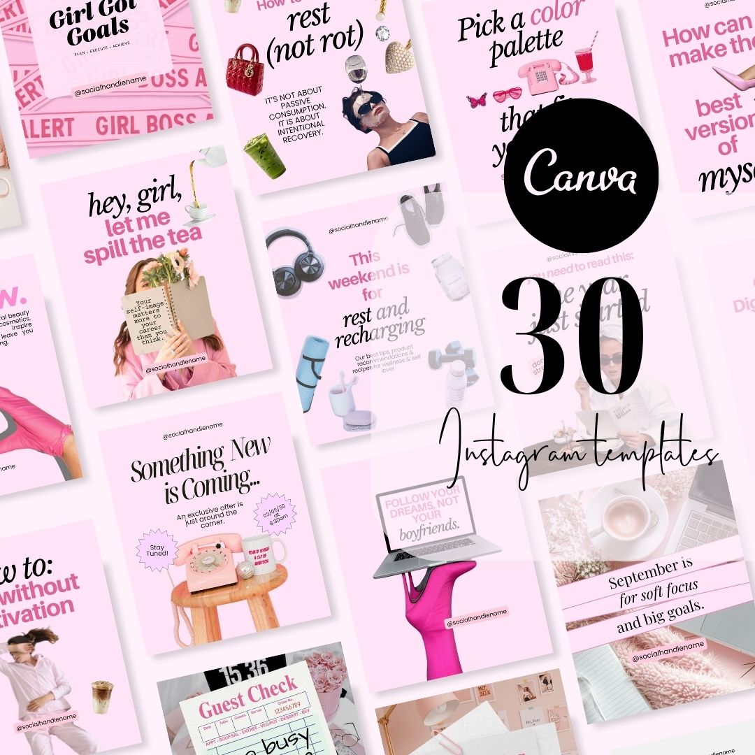 Branding Instagram Pink Aesthetic Trendy Post, Content Coach Business, IG Feed Social Canva